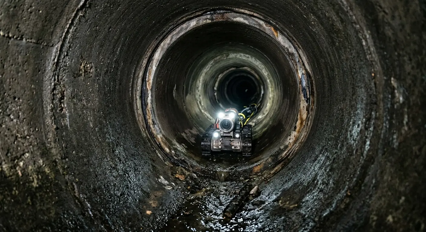 Robotic sewer camera inspecting pipe interior for Sewer Line Repair in Zanesville